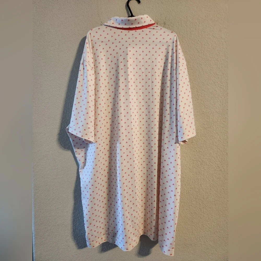 Adidas Men’s Hot Pink Polo Golf Shirt All Over Trefoil Print White size 2XL